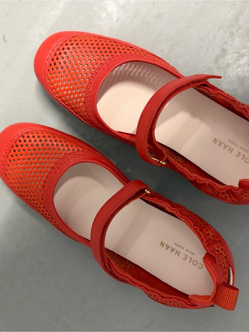 Brand New!!! Cole Haan Bright Red Perforated Mary Jane Flats